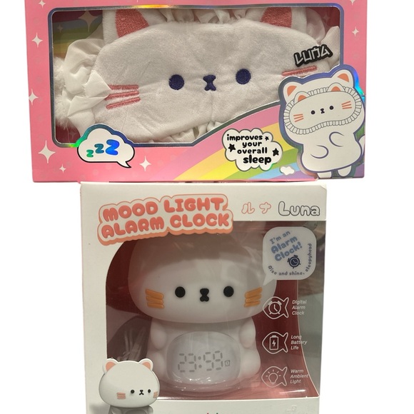 Luna Mood Light Alarm Clock and Sleep Mask Set - Picture 1 of 4